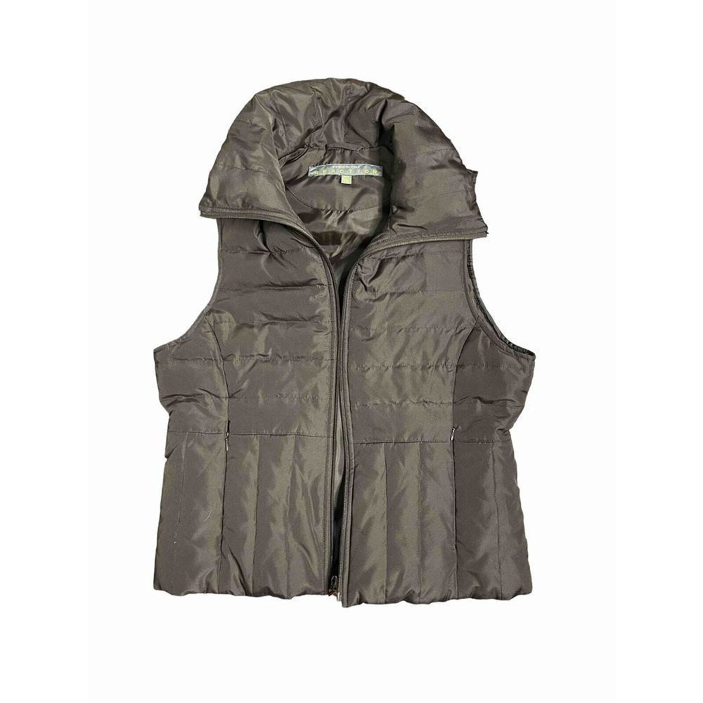 Kenneth Cole Reaction Womans Puffer Vest Quilted Brown Down FIlled